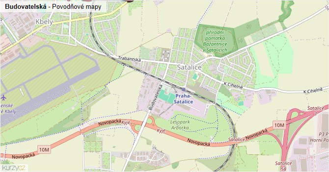 Budovatelská - záplavové mapy stoleté vody