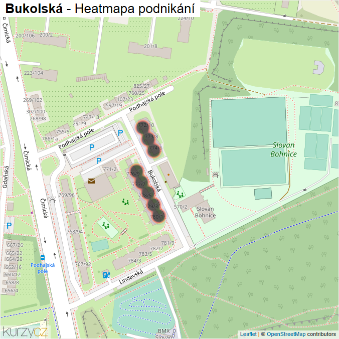 Mapa Bukolská - Firmy v ulici.