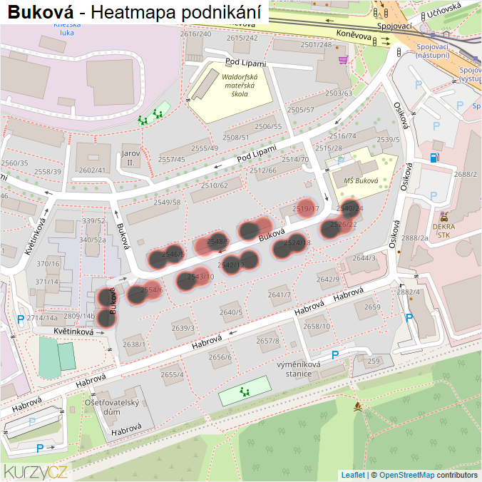 Mapa Buková - Firmy v ulici.