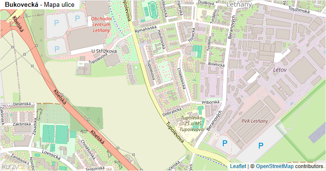 Bukovecká - mapa ulice
