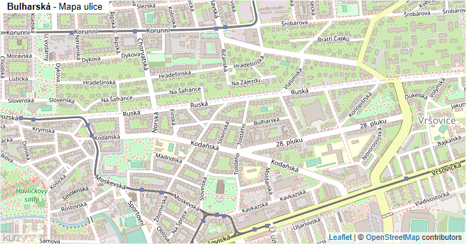 Bulharská - mapa ulice