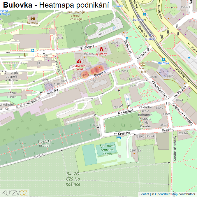 Mapa Bulovka - Firmy v ulici.