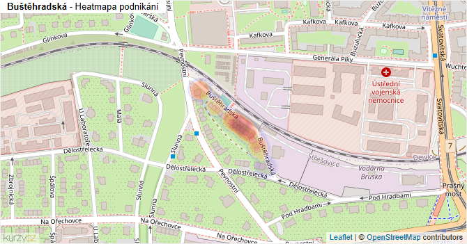 Buštěhradská - mapa podnikání