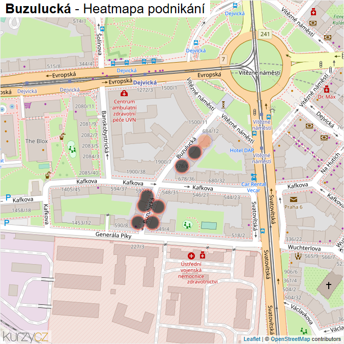 Mapa Buzulucká - Firmy v ulici.