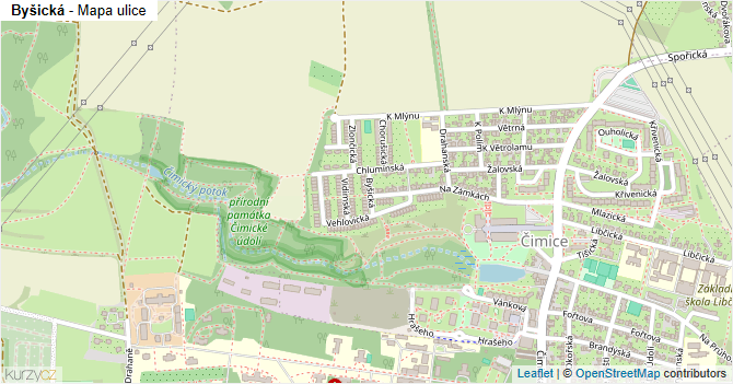 Byšická - mapa ulice