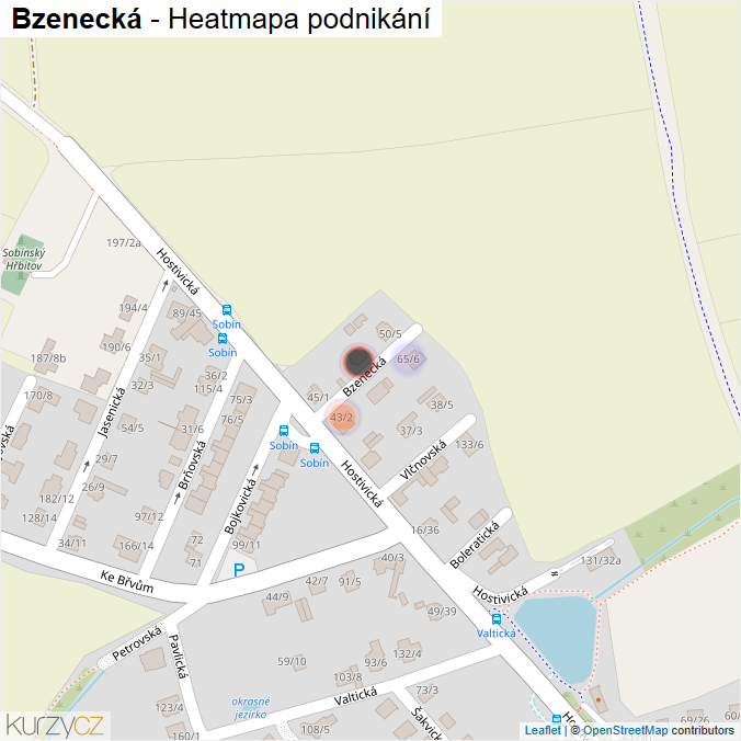 Mapa Bzenecká - Firmy v ulici.