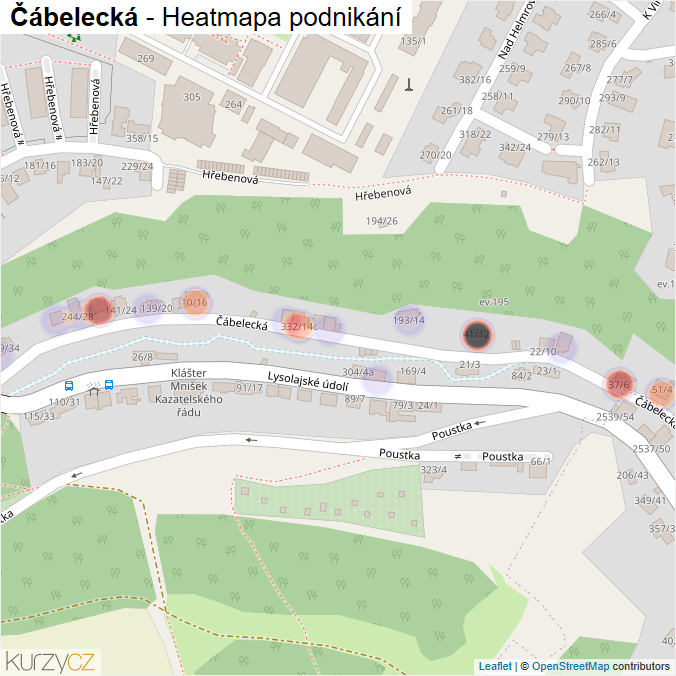 Mapa Čábelecká - Firmy v ulici.