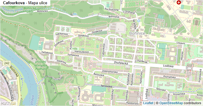 Cafourkova - mapa ulice