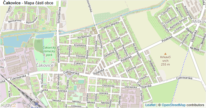 Čakovice - mapa části obce
