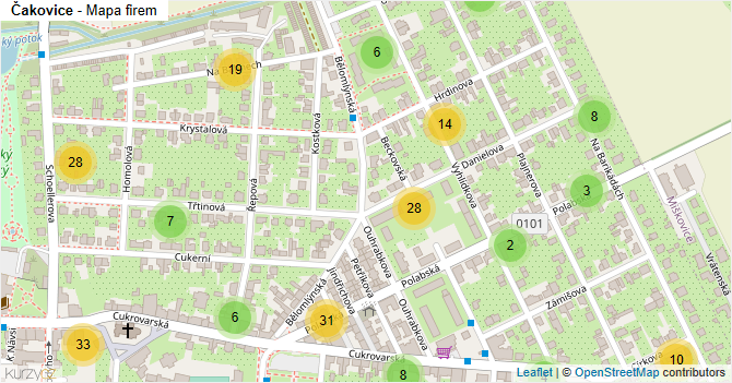 Čakovice - mapa firem