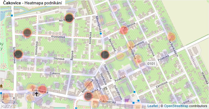 Čakovice - mapa podnikání