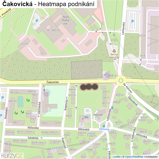 Mapa Čakovická - Firmy v ulici.