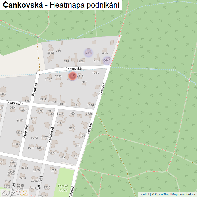 Mapa Čankovská - Firmy v ulici.