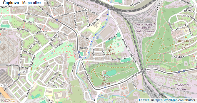 Čapkova - mapa ulice