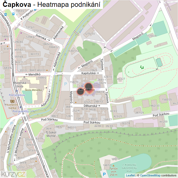 Mapa Čapkova - Firmy v ulici.
