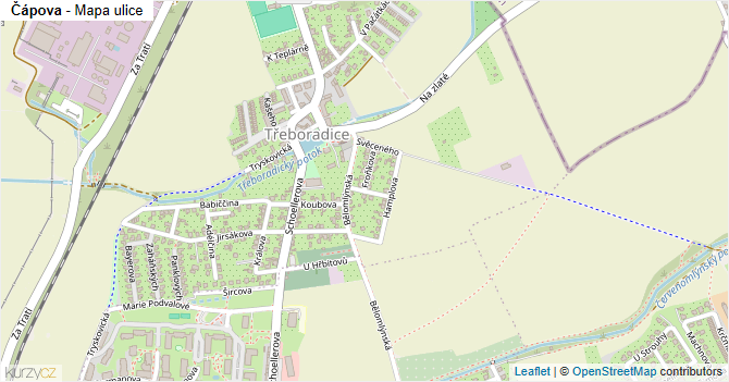 Čápova - mapa ulice