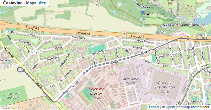 Častavina - mapa ulice