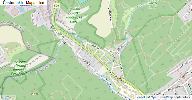 Častonická - mapa ulice