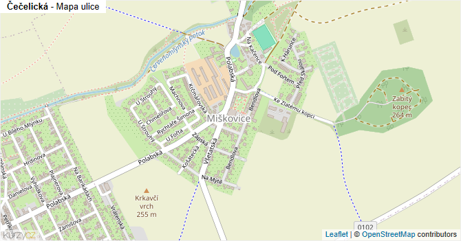 Čečelická - mapa ulice