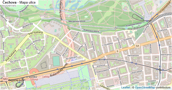 Čechova - mapa ulice