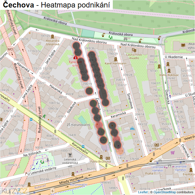Mapa Čechova - Firmy v ulici.