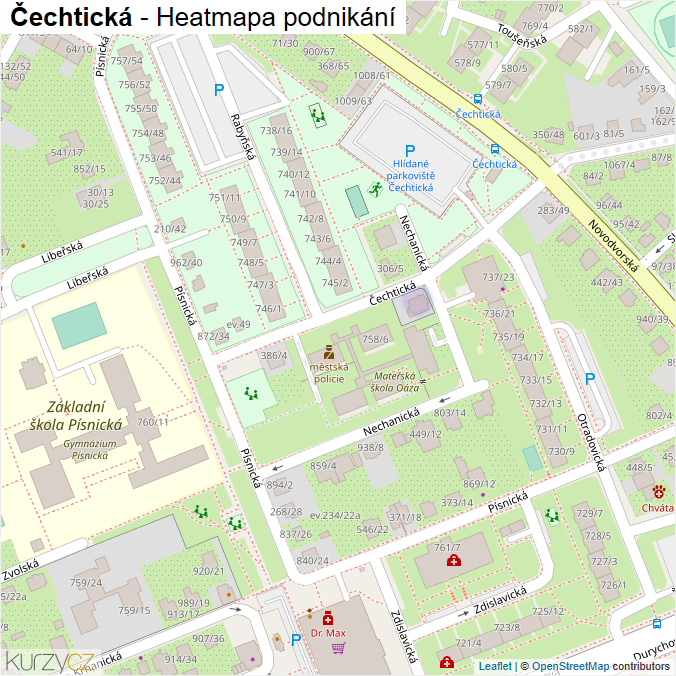 Mapa Čechtická - Firmy v ulici.