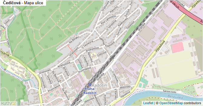 Čedičová - mapa ulice