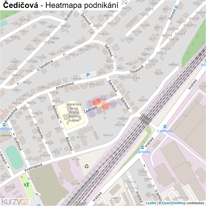 Mapa Čedičová - Firmy v ulici.