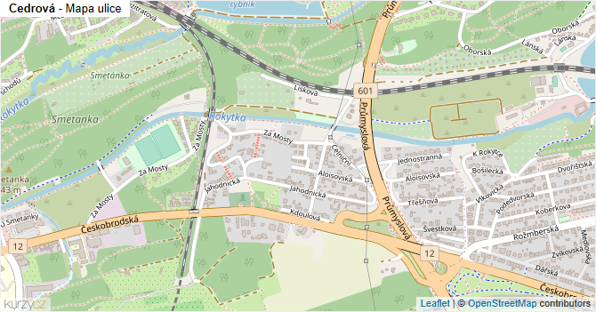 Cedrová - mapa ulice
