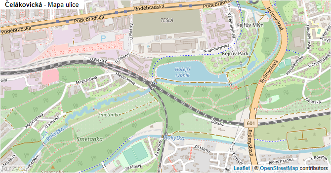 Čelákovická - mapa ulice