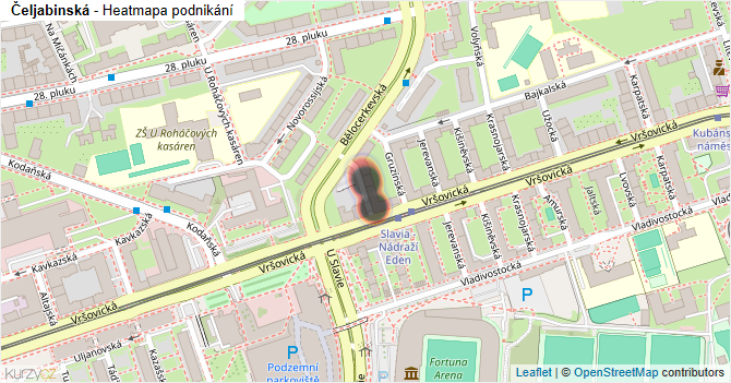 Čeljabinská - mapa podnikání