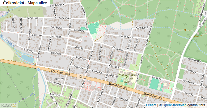 Čelkovická - mapa ulice