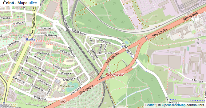 Čelná - mapa ulice