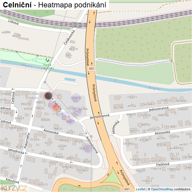 Mapa Celniční - Firmy v ulici.