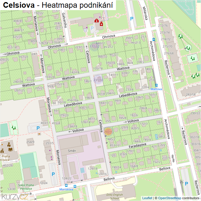 Mapa Celsiova - Firmy v ulici.