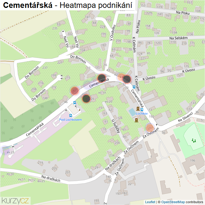 Mapa Cementářská - Firmy v ulici.