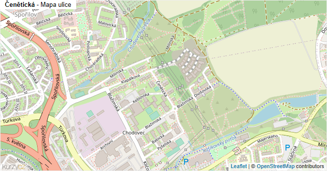 Čenětická - mapa ulice