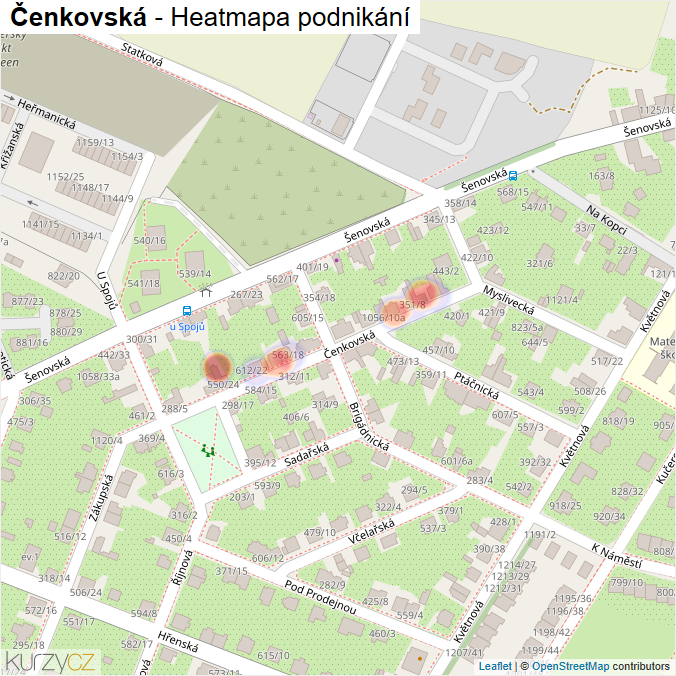 Mapa Čenkovská - Firmy v ulici.