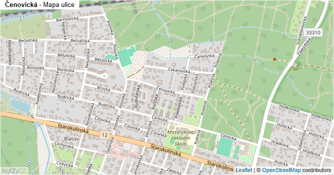 Čenovická - mapa ulice