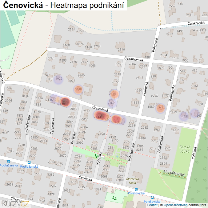 Mapa Čenovická - Firmy v ulici.