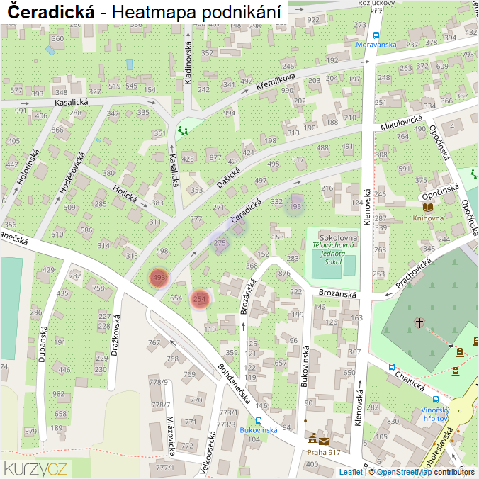 Mapa Čeradická - Firmy v ulici.