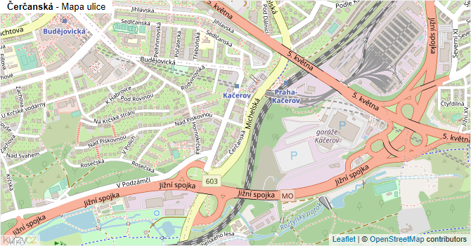 Čerčanská - mapa ulice