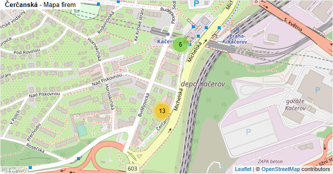 Čerčanská - mapa firem