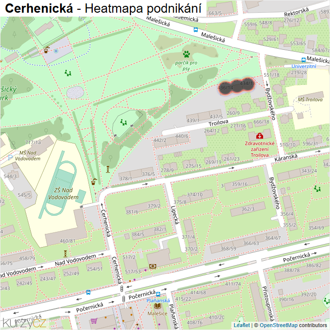 Mapa Cerhenická - Firmy v ulici.