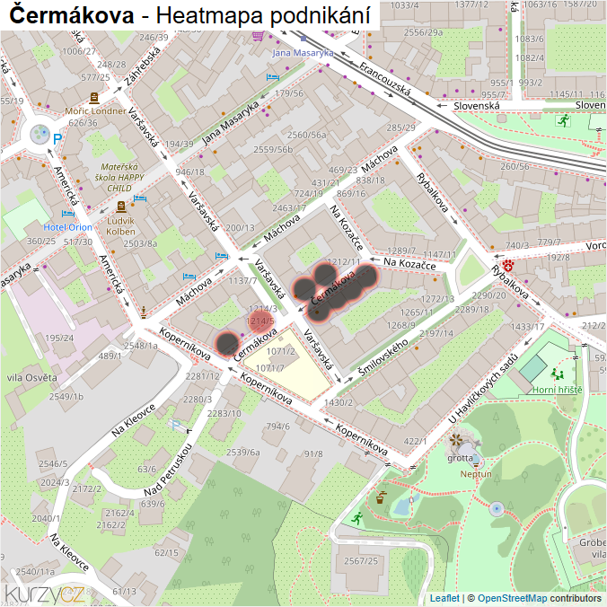 Mapa Čermákova - Firmy v ulici.