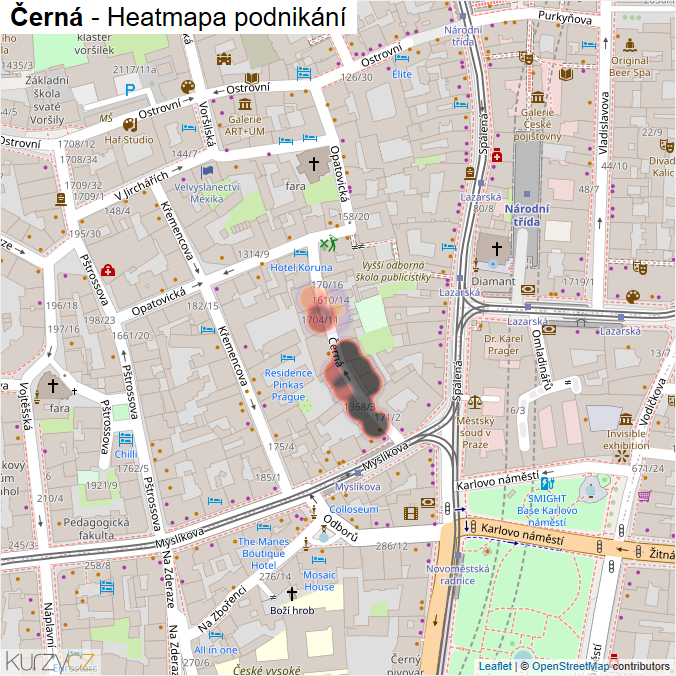 Mapa Černá - Firmy v ulici.