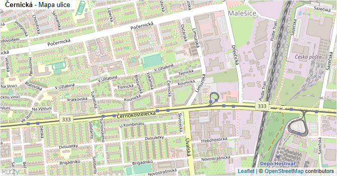 Černická - mapa ulice