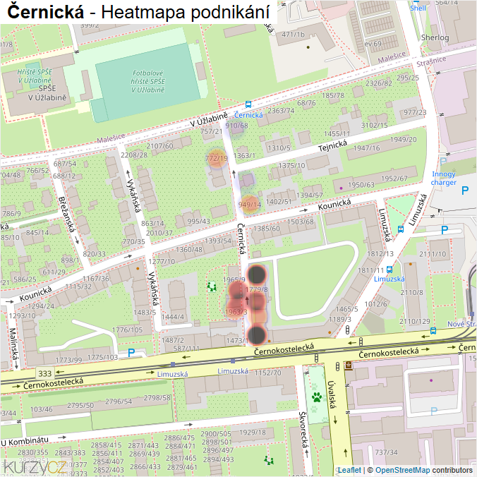 Mapa Černická - Firmy v ulici.