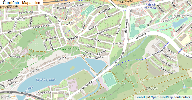 Černičná - mapa ulice