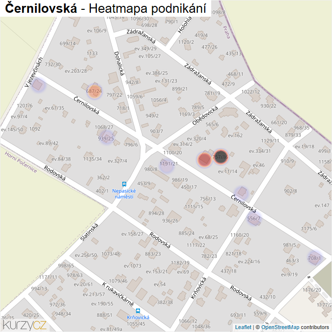 Mapa Černilovská - Firmy v ulici.